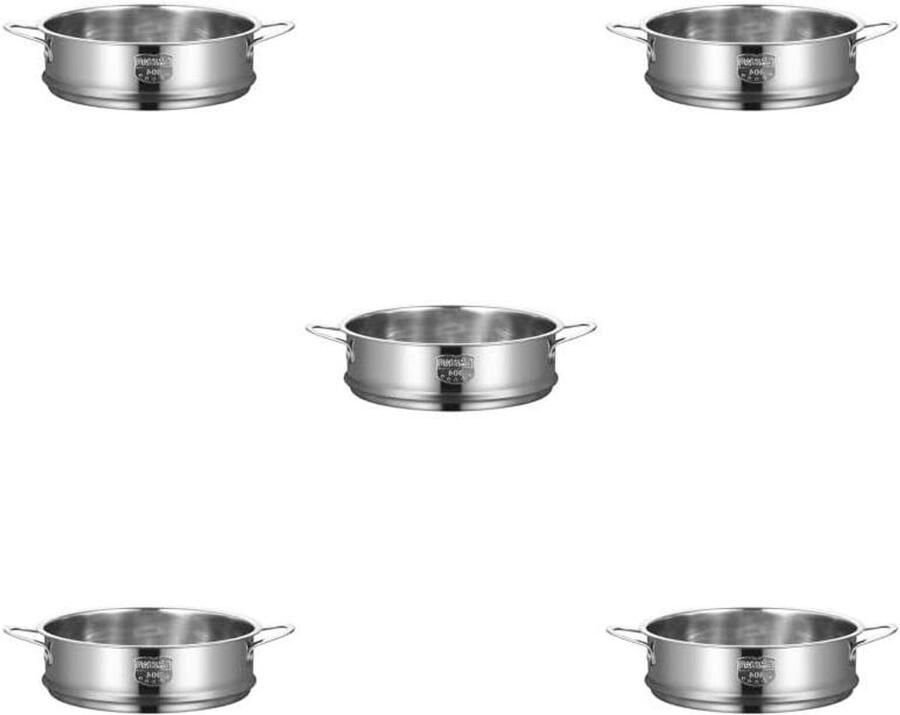 Rvs Stoompan Kookstomer Gezond Koken Stapelbaar Ontwerp 20 cm diameter Zilverkleurig