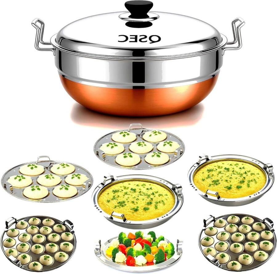 RVS Stoompan Multi Keukenpan Maaltijden Bereiden Inclusief Platen 5 Liter Inhoud Zilver