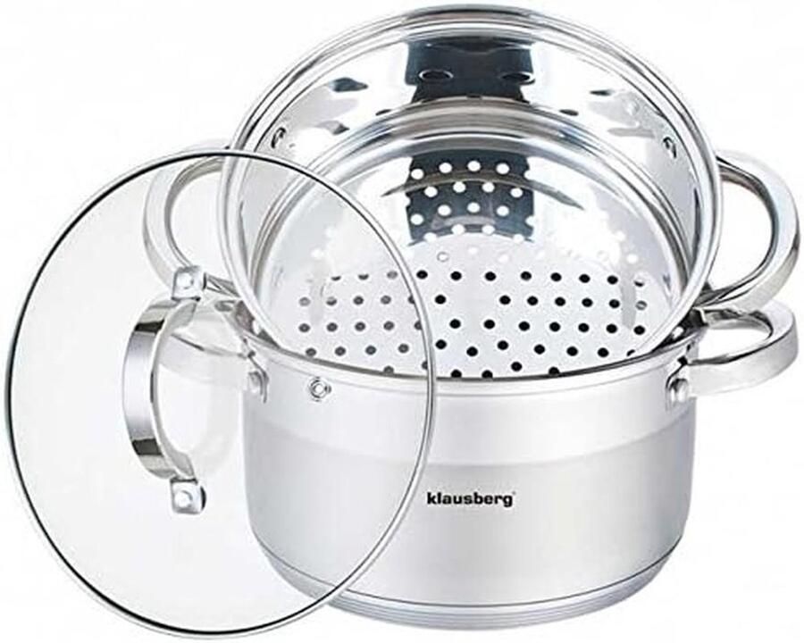 RVS Stoompan Set 4-Delige Stoomkoker voor Inductie en Alle Fornuizen 18 cm