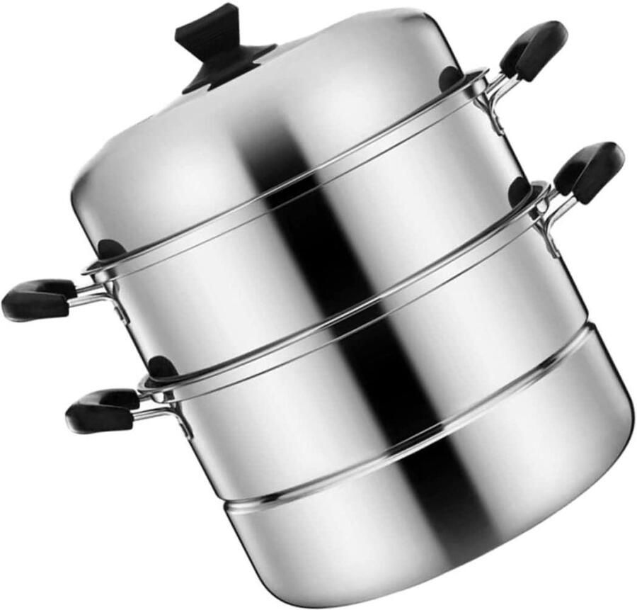 RVS Stoompan Set Pastapan Noodle Koker Gezond Koken Meerlaags Stapelbaar 26x26x24cm Assorti