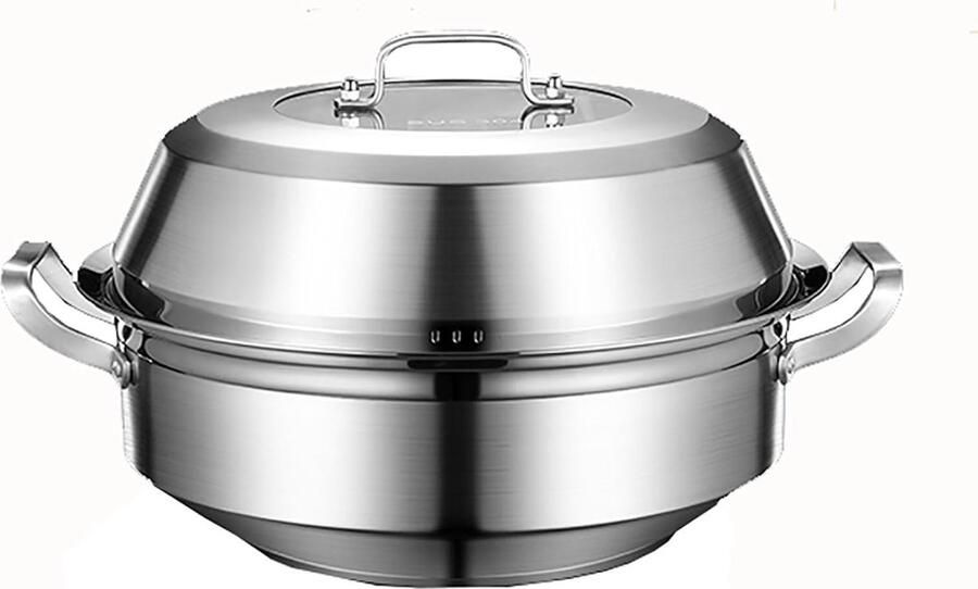 RVS Stoompan Soeppan Hete Pot Zeevruchten Koken Verdikte Panromp 0.8mm 40cm Diameter