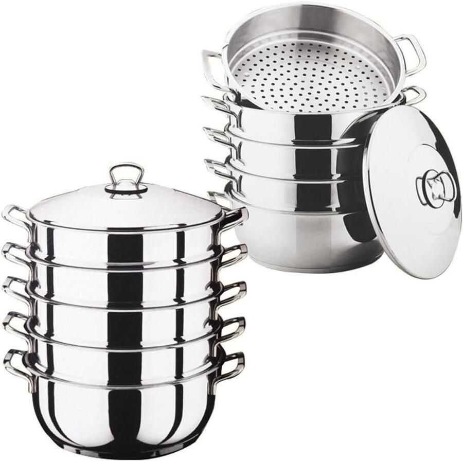 RVS Stoompan Stoomkoker Gezond Koken Geschikt Inductie 28 cm Roestvrij staal