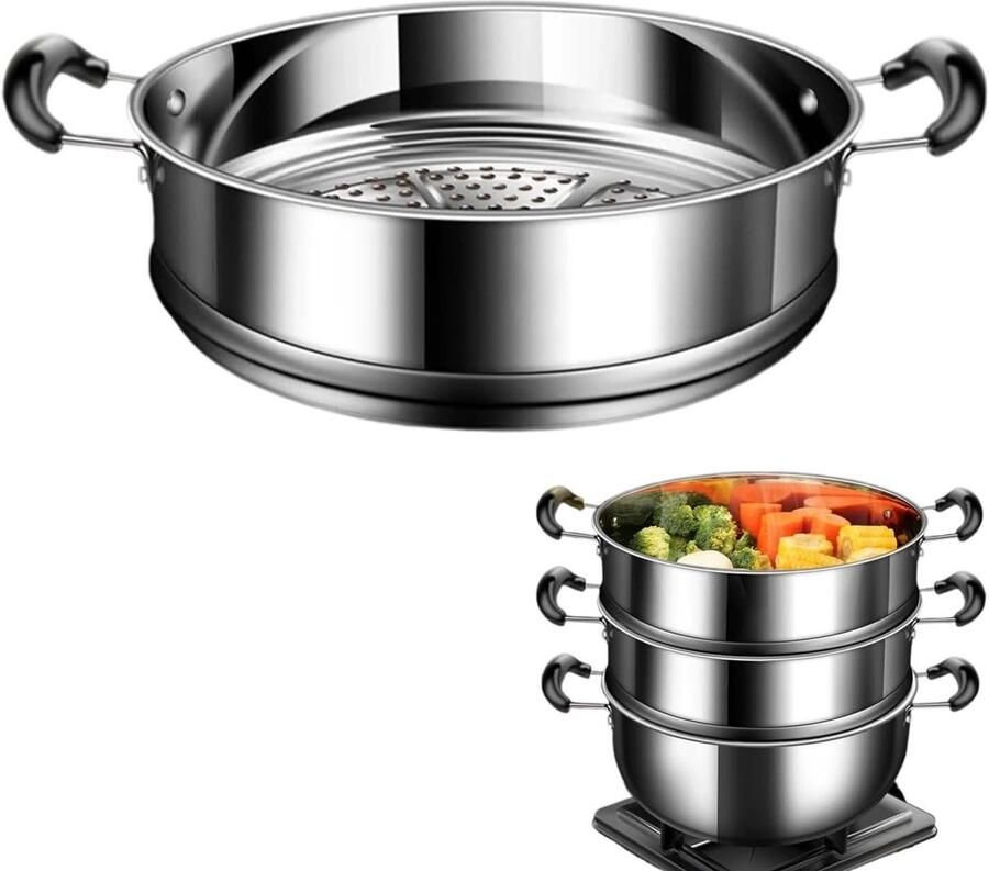 RVS Stoompan Stoomkoker Keukengerei Gezond Koken 316 Roestvrij Staal Universeel Roestvrij staal