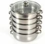 Stoompan 5 Verdiepingen Stoomkoker RVS Gezond Koken Grote Capaciteit 26 cm Diameter Zilver - Thumbnail 2