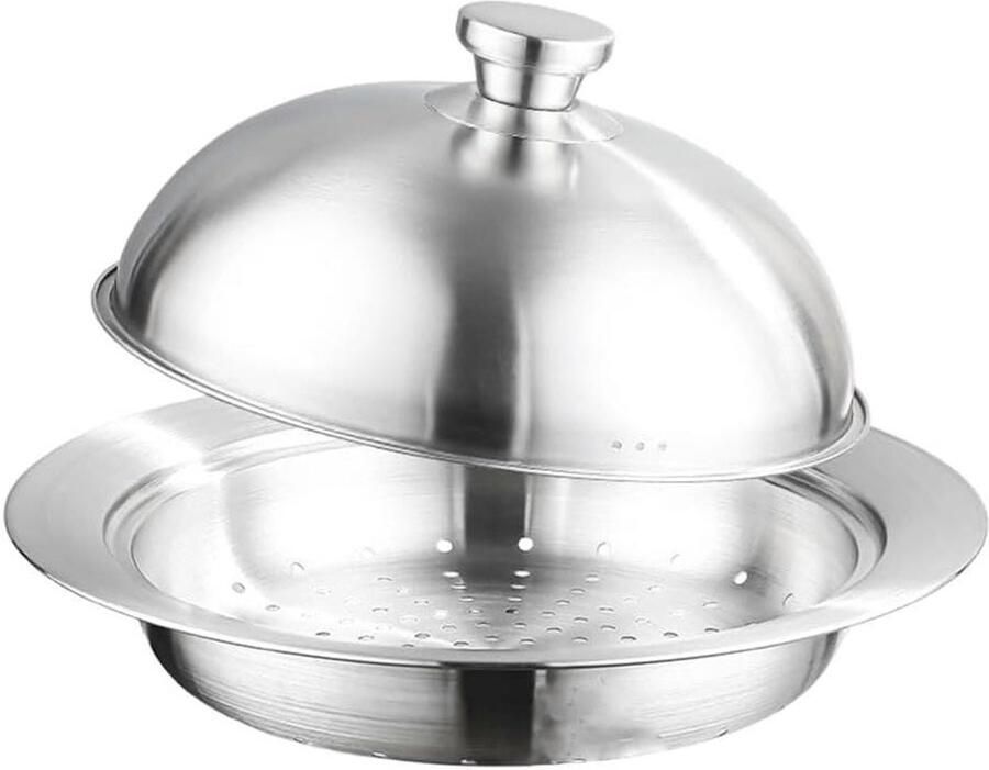 RVS Stoompan Stoommand Groenten Gezond Koken Stapelbaar Ontwerp 24 cm Zilver