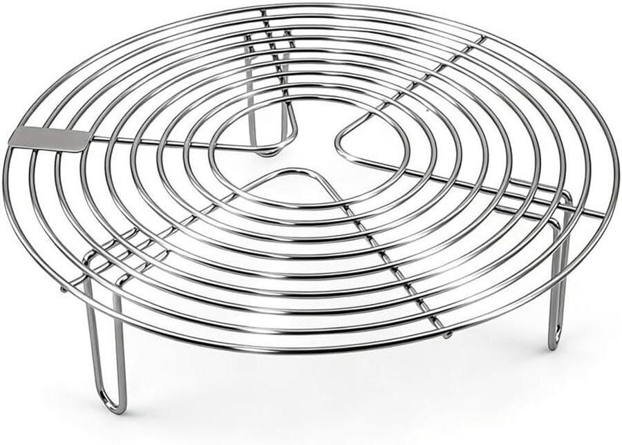 RVS Stoomrek Koelrek Onderzetter Koken en Bakken Verdikte 7-laags Ring 24 x 7 cm Zilver