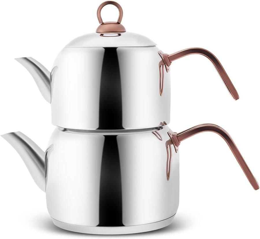 RVS Theepot Set Thee Pot Waterketel Thee Zetten Inductie Geschikt 1.95 Liter Rose Goud