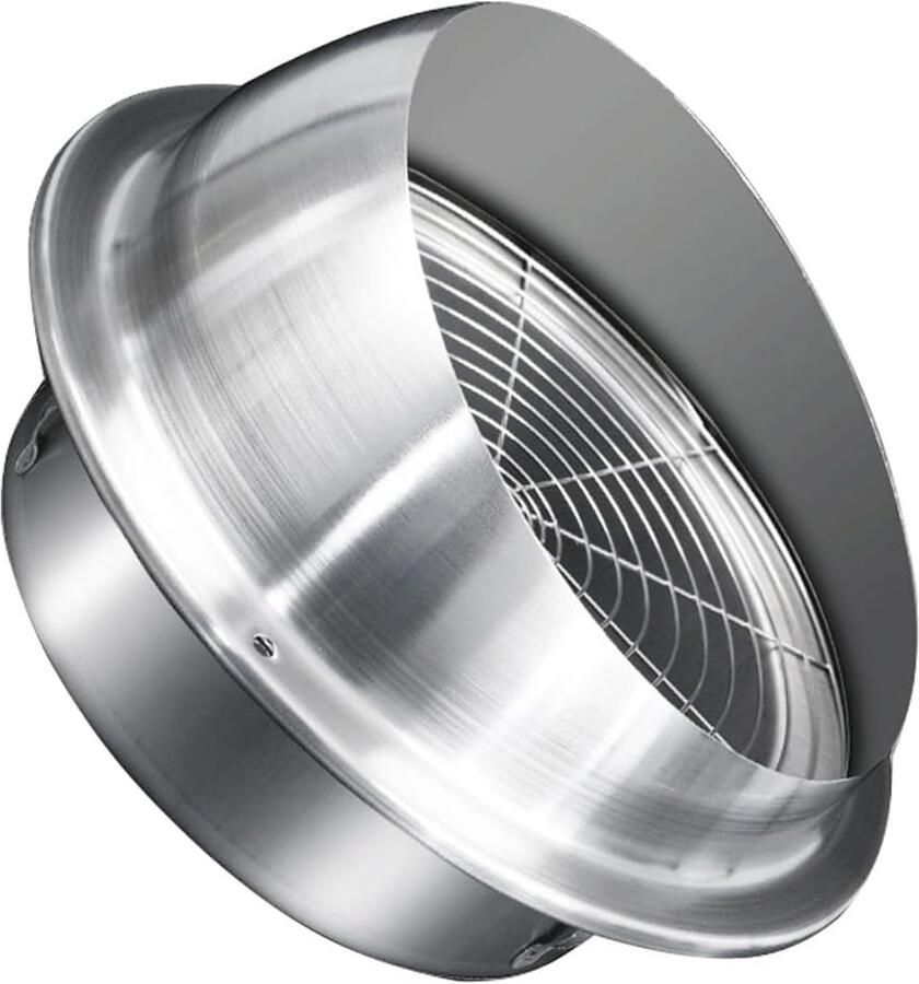 RVS Ventilatiekap Afzuigkap Muur Ventilatie Binnen Vloeistofdynamisch Ontwerp 180 mm Zilverkleurig