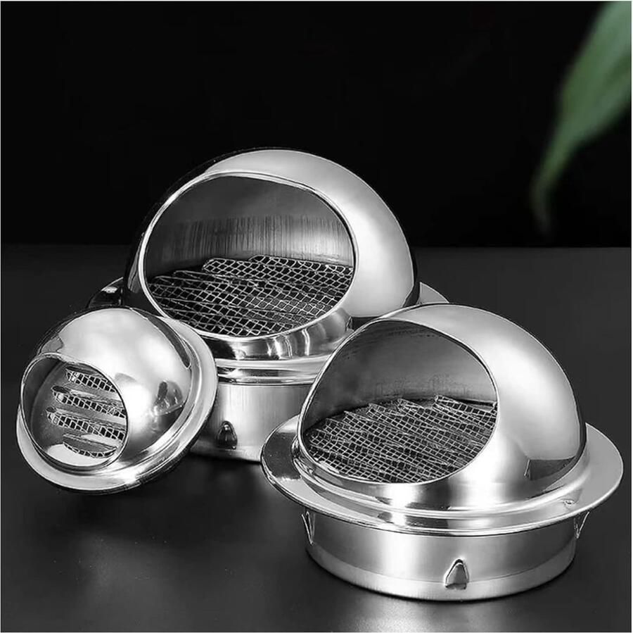 RVS ventilatiekap Afzuigkap rooster Ventilatie verbeteren 45 graden lamellen Diameter 2.54 cm Zilver