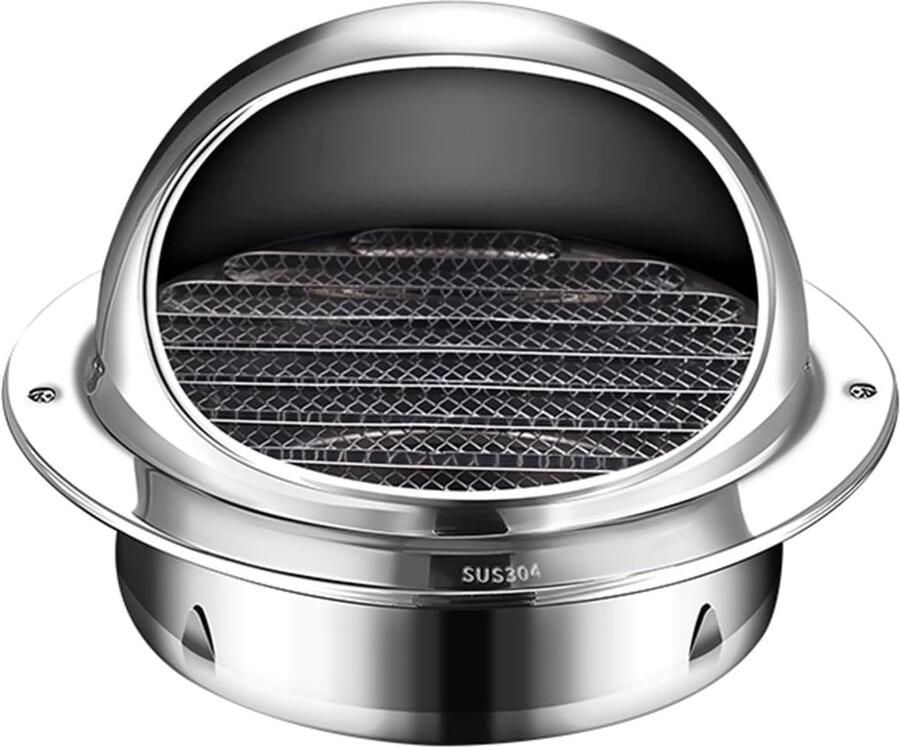 RVS Ventilatieopening Afzuigkap Rooster Luchtstroom Reguleren Half-pack Ontwerp Grote Diameter Zilver