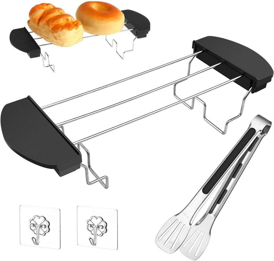 RVS Verwarmrek voor Pop-up Toaster met Keukentang Universele Broodrooster Accessoire
