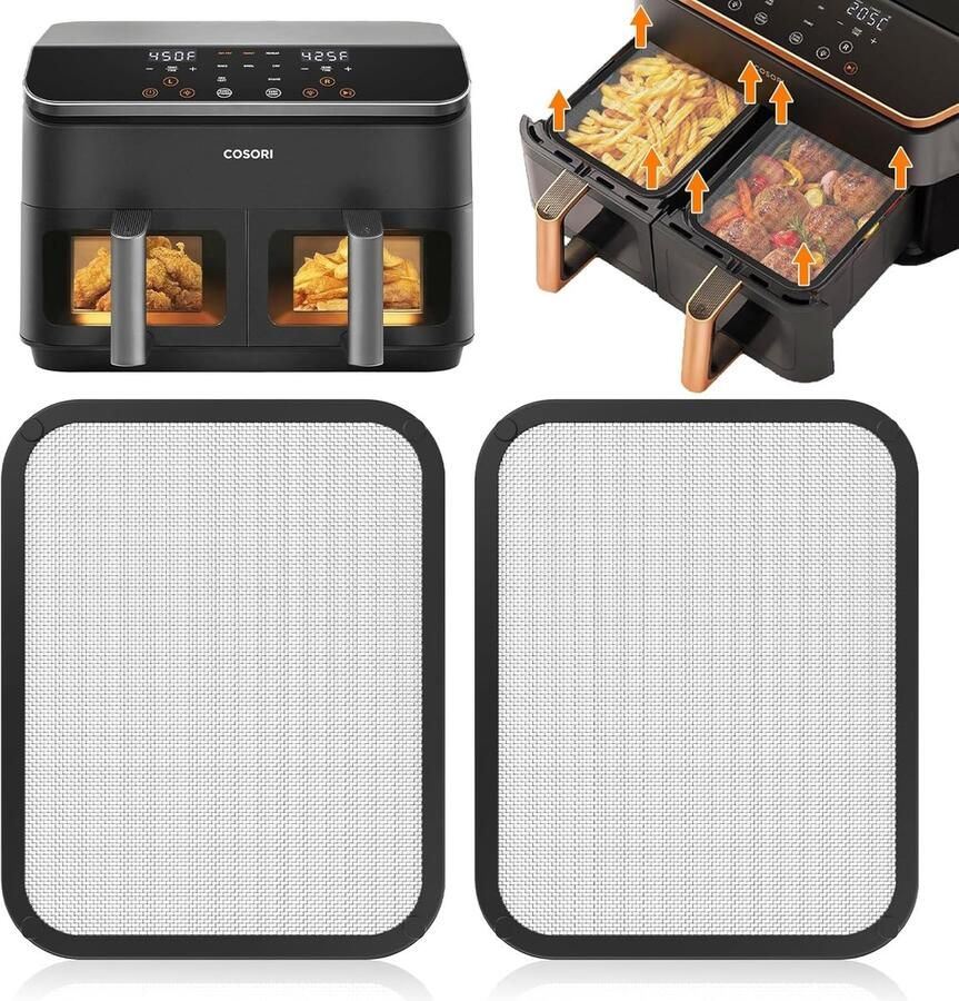 RVS Vetvanger Frituurmand Accessoire Airfryer Schoonhouden Magnetische Bevestiging 2 Stuks Zilverkleurig