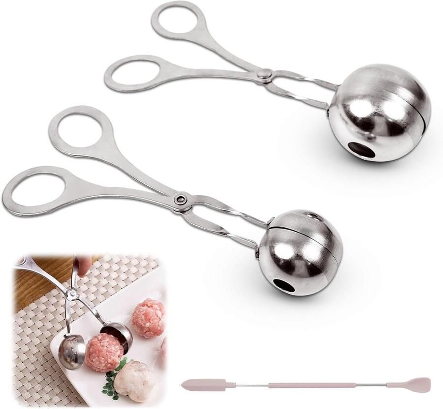 RVS vleesballenmaker met anti-aanbakfunctie ideaal voor het maken van perfecte gehaktballen en snacks