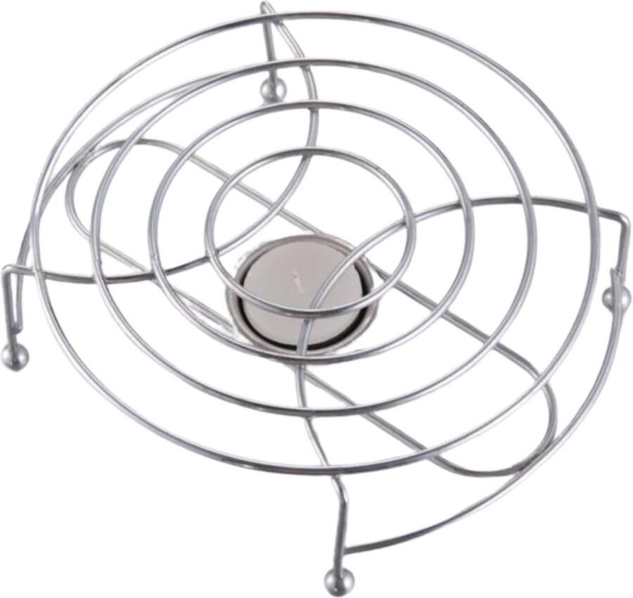 RVS warmhoudplaat voor theepot en koffie met theelicht 17 cm diameter