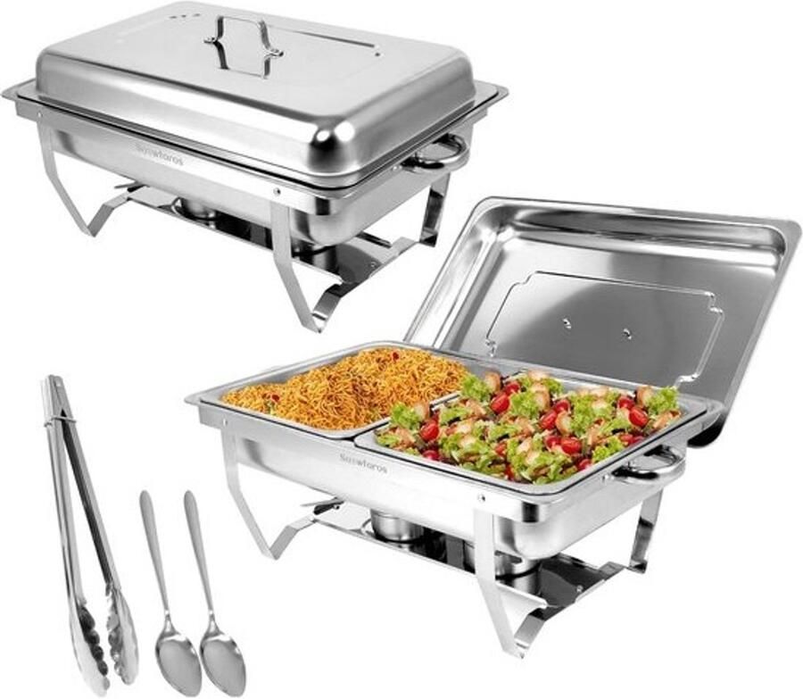 RVS Warmhoudset Buffet (2 stuks) 2x 9 Liter Voedselverwarmer voor Feesten en Catering