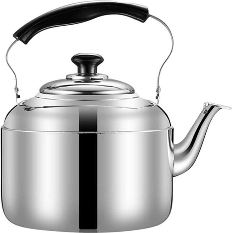 RVS Waterketel Theeketel Kookplaat Koffie en Thee Hittebestendig Handvat 6L Zilver
