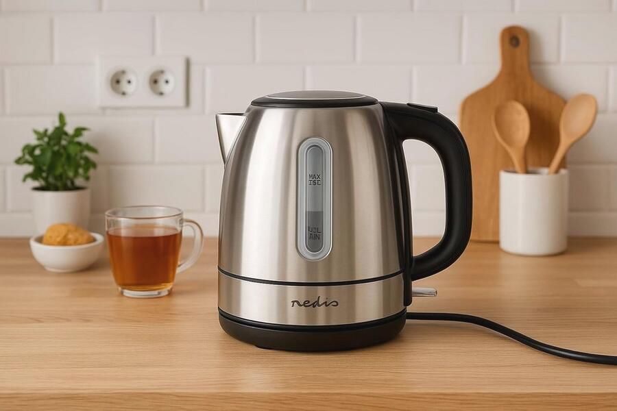 RVS Waterkoker 1L 2200W 360° Draaibare Sokkel Droogkookbeveiliging Zilver - Foto 2