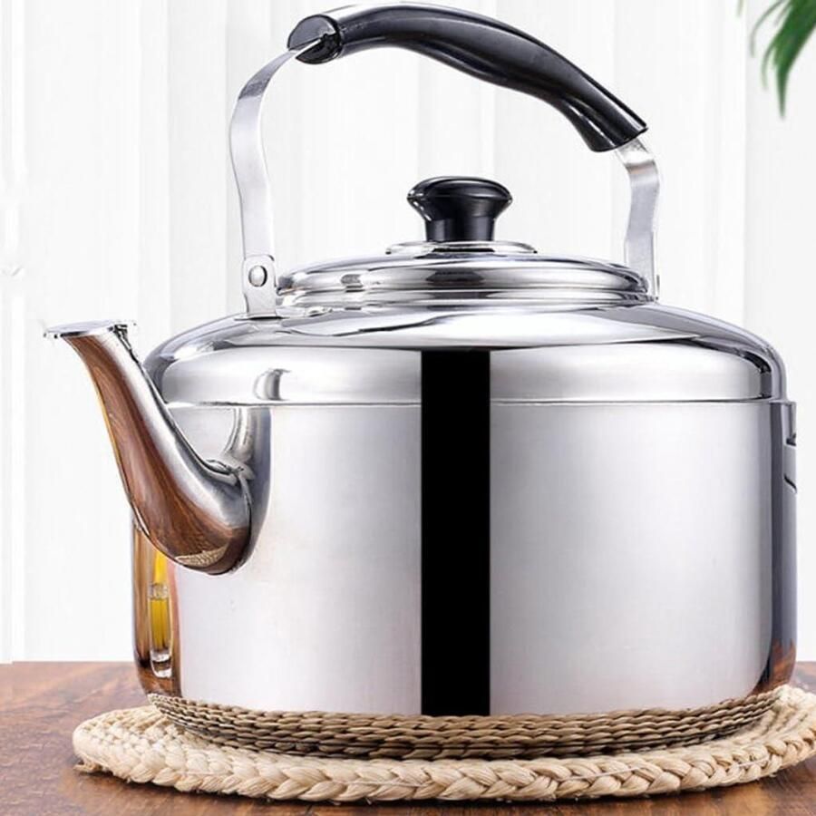 RVS waterkoker Draagbare kookpan Water koken Geschikt voor kookplaten 5 liter Zilver