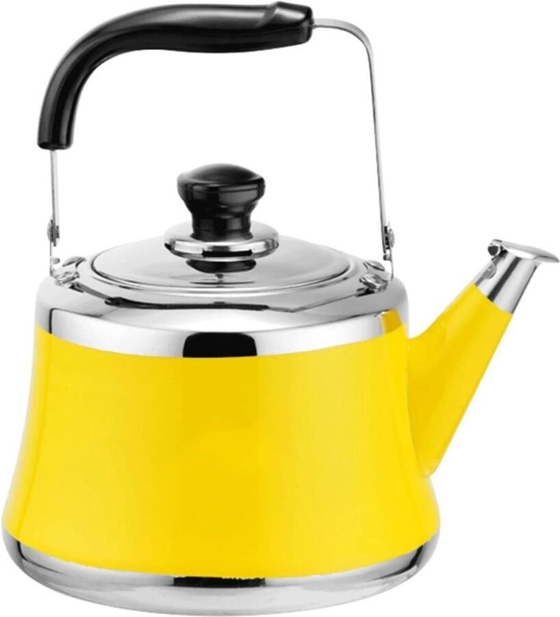 RVS Waterkoker Fluitketel Fornuis Water Koken Energiebesparende Bodem 2 Liter Geel