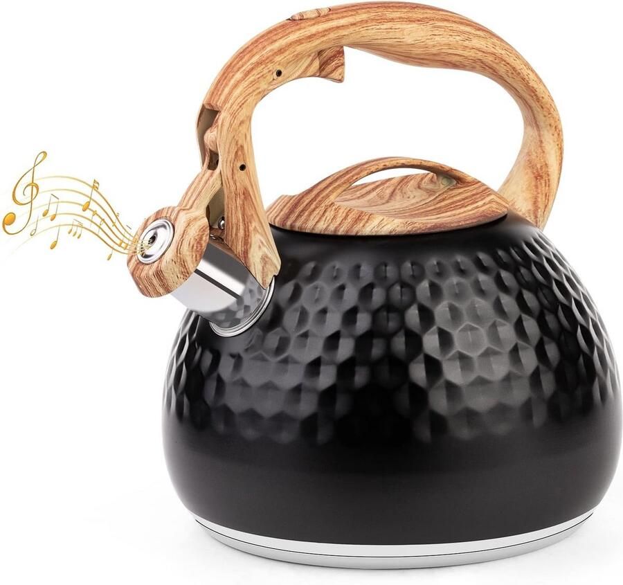 Waterkoker Theepot RVS Koffie en Thee Fluitend bij koken 3 Liter Zilverkleurig