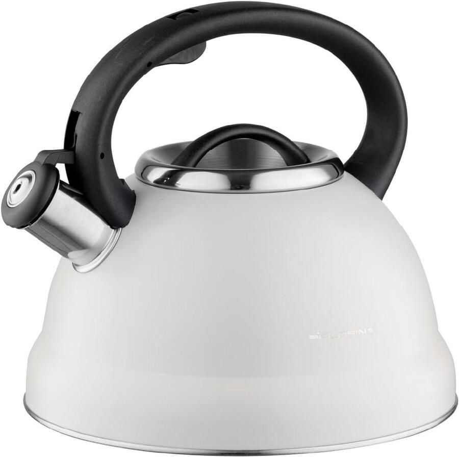 Waterkoker Roestvrijstaal Theeketel met Fluit Thee en Koffie Automatisch Fluitje 25 Liter Beige