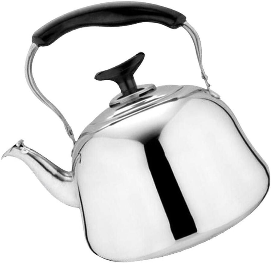 RVS Waterkoker Fluitketel Koffie Thee Voor Alle Warmtebronnen 1 Liter Zilver