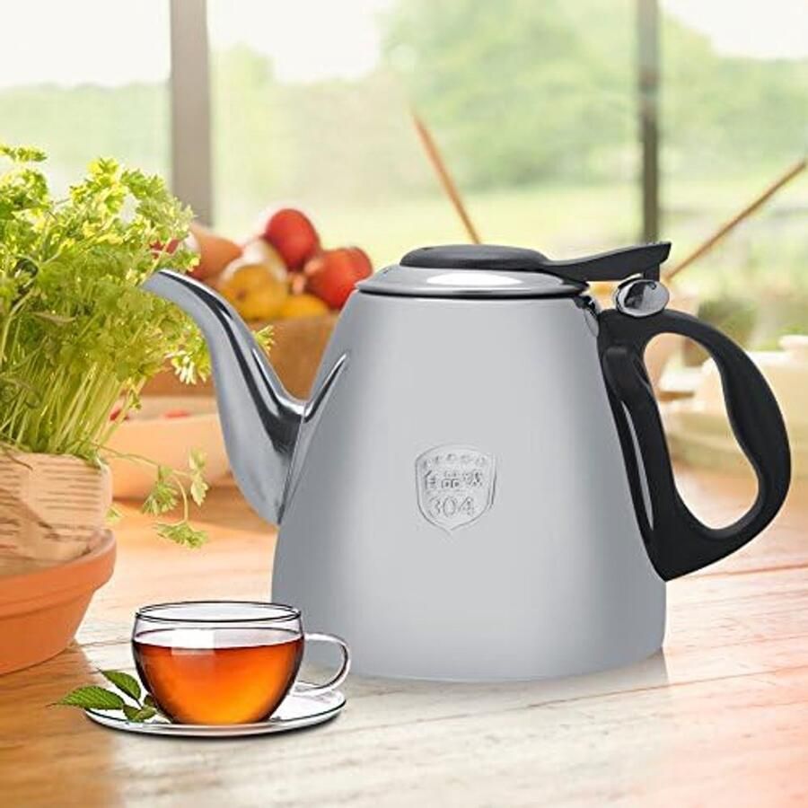 RVS Waterkoker Koffiepot Water Koken Inductie Geschikt 1.2 Liter Zilver