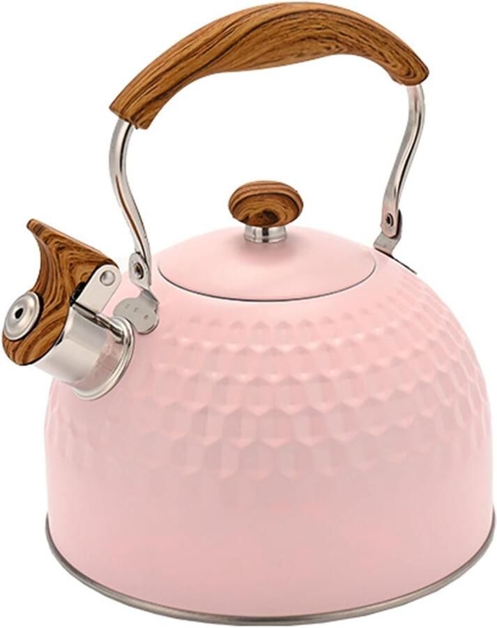RVS Waterkoker Kookpan Ketel Water Koken Ingebouwde Fluitketel 2.5L Inhoud Roze