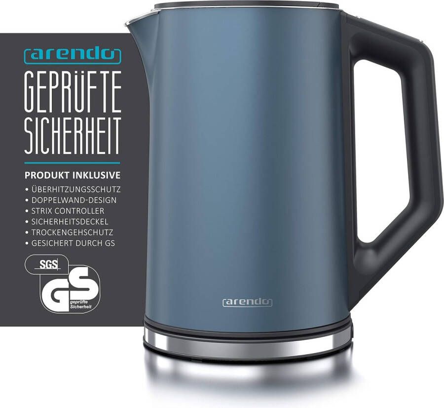 RVS waterkoker met temperatuurinstelling 40-100 graden Admirals blauw