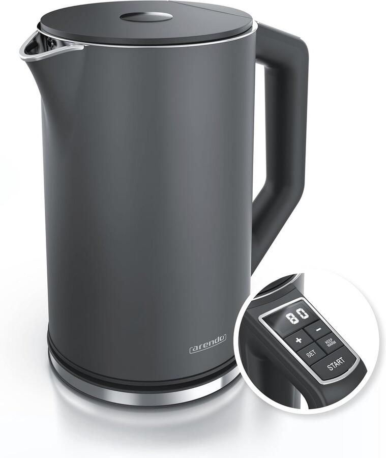 RVS Waterkoker met Temperatuurinstelling 40-100°C – Dubbelwandig Design 1 5L 2200W