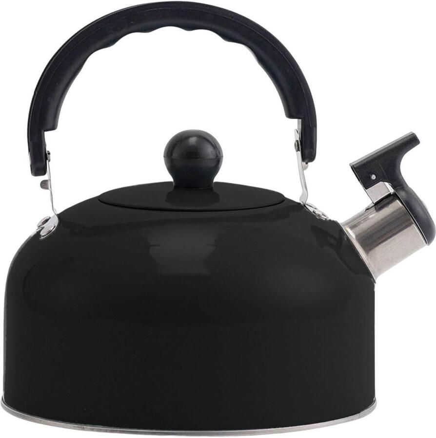 Waterkoker met Fluitje Theeketel RVS Thee Zetten Roestvrij Staal 3 Liter Zwart