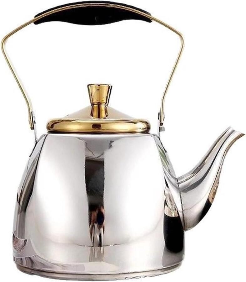 RVS Waterkoker Theepot Fornuis Snel Water Koken Veelzijdig Op Kookplaten 1.5L Goud en Zilver