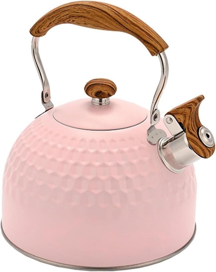 RVS Waterkoker Theepot Ketel Water Koken Ingebouwde Fluitketel 2.5L Roze