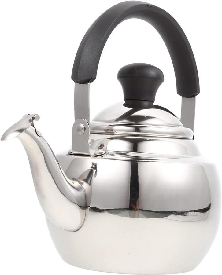 Rvs Waterkoker Theepot met zeef Water Koken Fluitend Geluid 1 Liter Zilver