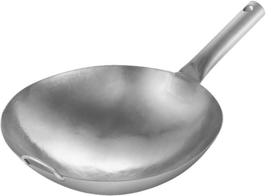 RVS Wok Pan Koekenpan Grote Maaltijden Koken Antiaanbaklaag 30 cm Zilver