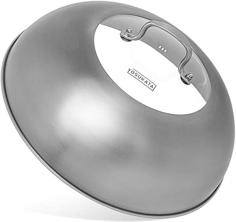 RVS Wokdeksel 32 5 cm Tempered Glass Insteek en Stoomgaten Ergonomisch Handvat Grill- en Bastingdeksel