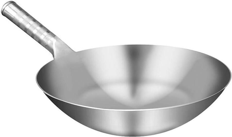 RVS Wokpan Koekenpan Lekker Koken Non-stick Coating 32-45 cm Zilver