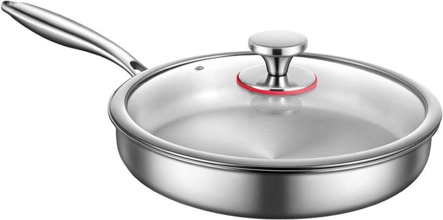Roestvrijstalen Wok Koekenpan Koken 7-laags composiet 32cm Zilver