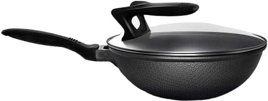 RVS Wokpan Roerbakpan Koken op inductie Met deksel 30 cm Zwart