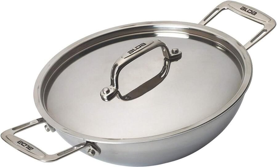 RVS Wokpan Roerbakpan met deksel Snel koken Tri-ply constructie 18 cm Staal