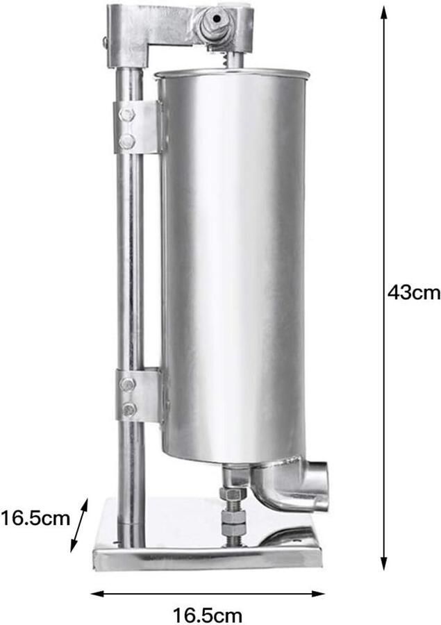 RVS Worstvuller 3 3 6 4 Liter Professionele Worstmachine voor Thuisgebruik en Horeca met 4 Vulbuizen