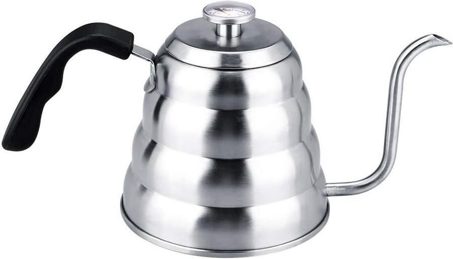 RVS Zwanenhals Waterkoker Met Thermometer 1.2L Druppelkan Voor Koffie En Thee
