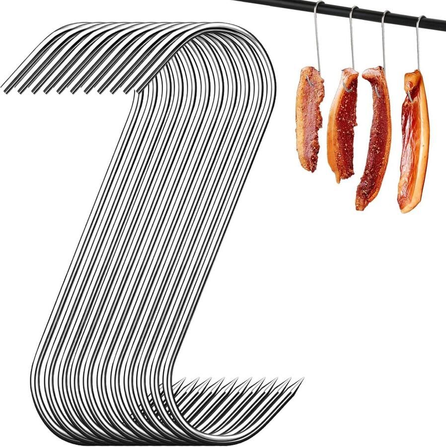 S haken voor vlees 180 x 3 mm roestvrij staal herbruikbaar ideaal voor het ophangen van vlees m-winkel