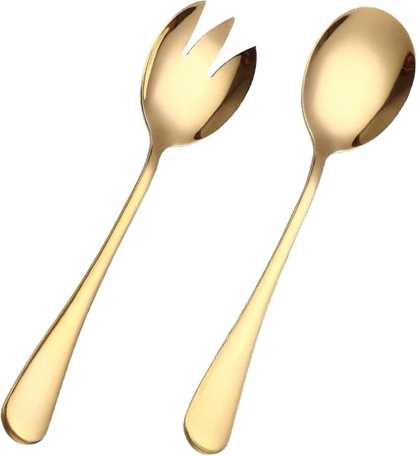 Salade Bestek Set Sla Serveerlepels Salades Serveren Mat Roestvrij Staal 20 cm Goud