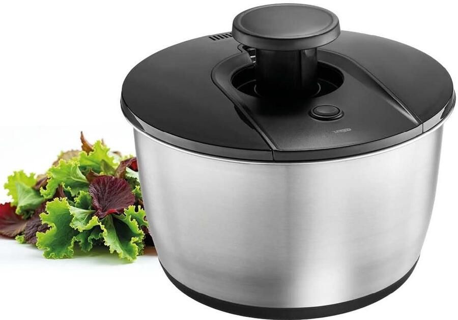 Salade centrifuge Groente droger Salade bereiden Innovatief push mechanisme 5 liter Zilverkleurig