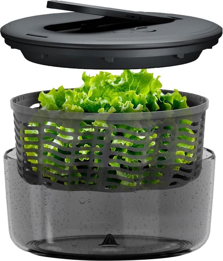 Salade Centrifuge Groente Droger Snel Salade Maken BPA-Vrij Ontwerp 3.5 Liter Capaciteit Grijs