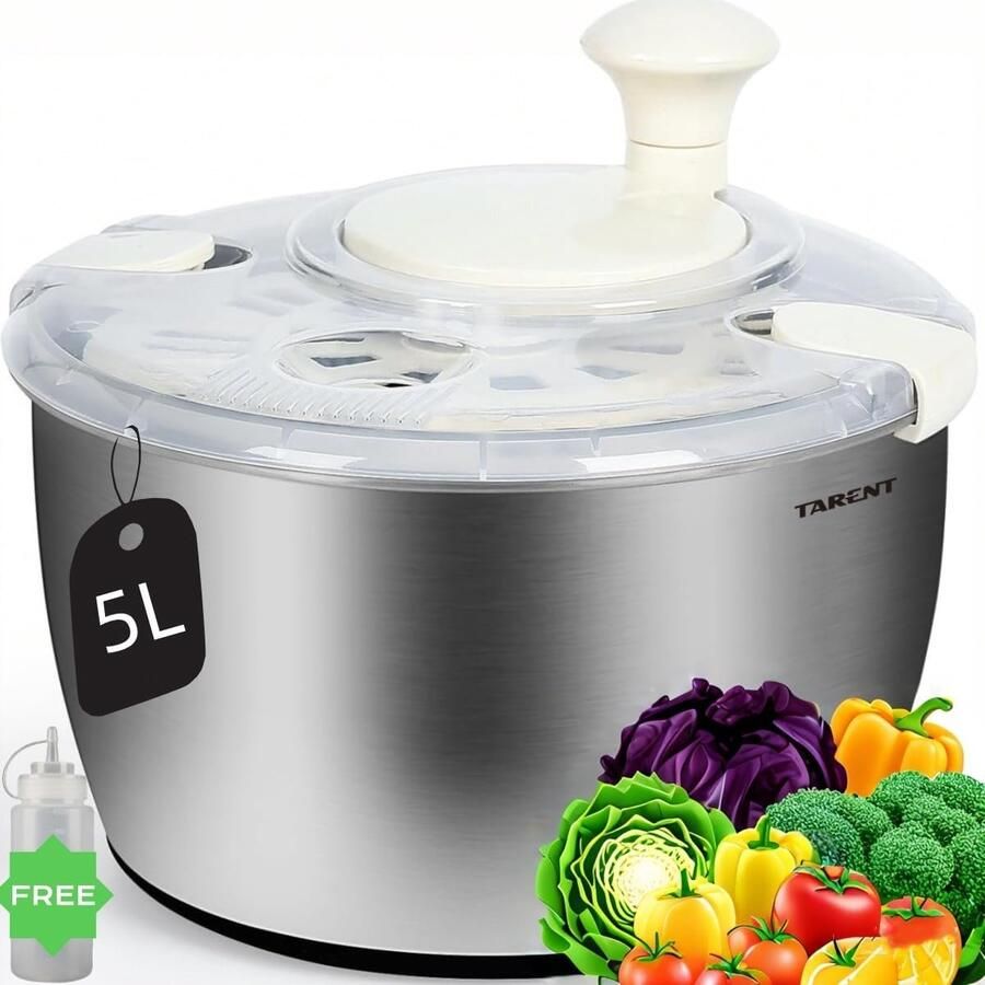 Salade Centrifuge Groente Droger Snel Salade Maken Roestvrij Staal 25x25x20 cm