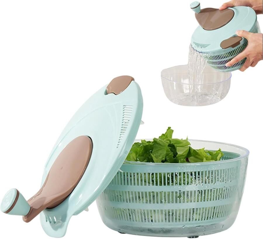 Salade Centrifuge Groenten Droger Snel Salade Maken Centrifugale Rotatie 24.5x16.5 cm Blauw