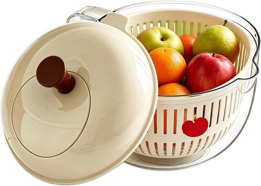 Salade Centrifuge Kom Groente Wasser Fruit Verse en Bereiden Eenvoudige Bediening Met Eén Hand