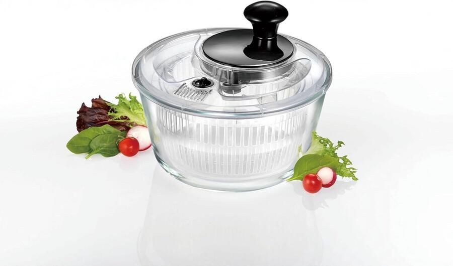 Salade Centrifuge Met Glazen Mand Groenteslinger Voor Salade Ø 21 cm